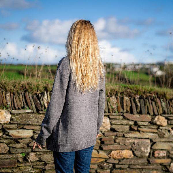 Isobaa Womens Merino Open Cardigan (Charcoal Melange)