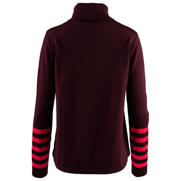 Isobaa Womens Merino Roll Neck Sweater (Wine/Fuchsia)
