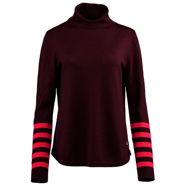 isobaa Womens Merino Roll Neck Sweater (Wine/Fuchsia)