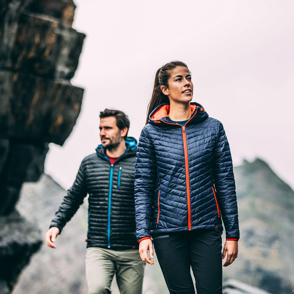 Isobaa Womens Merino Wool Insulated Jacket (Navy/Orange)