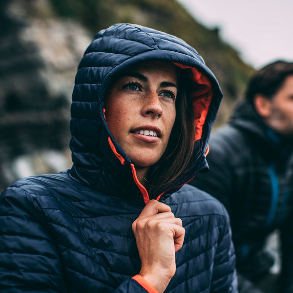 Isobaa Womens Merino Wool Insulated Jacket (Navy/Orange)