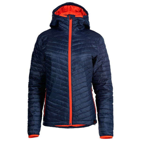 isobaa Womens Merino Wool Insulated Jacket (Navy/Orange)