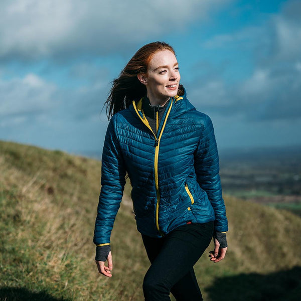Isobaa Womens Merino Wool Insulated Jacket (Petrol/Lime)