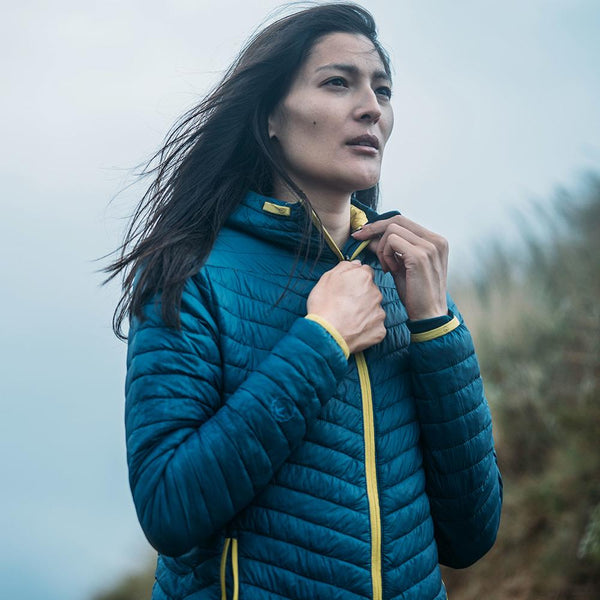Isobaa Womens Merino Wool Insulated Jacket (Petrol/Lime)