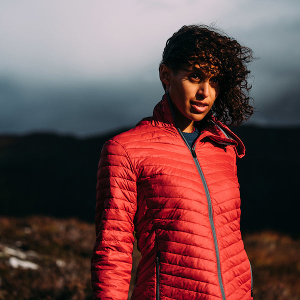 Isobaa Womens Merino Wool Insulated Jacket (Red/Smoke)