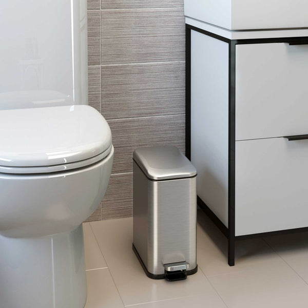 Itouchless 1.3 Gallon / 5 Liter SoftStep Composite Slim Step Pedal Bathroom Trash Can With AbsorbX