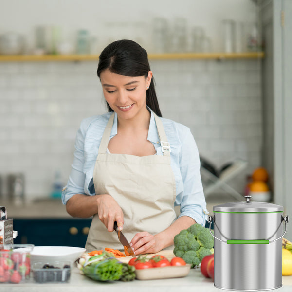 Itouchless 1.6 Gallon / 6.1 Liter Composite Kitchen Compost Bin With AbsorbX