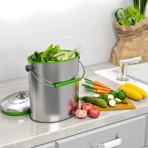 Itouchless 1.6 Gallon / 6.1 Liter Composite Kitchen Compost Bin With AbsorbX