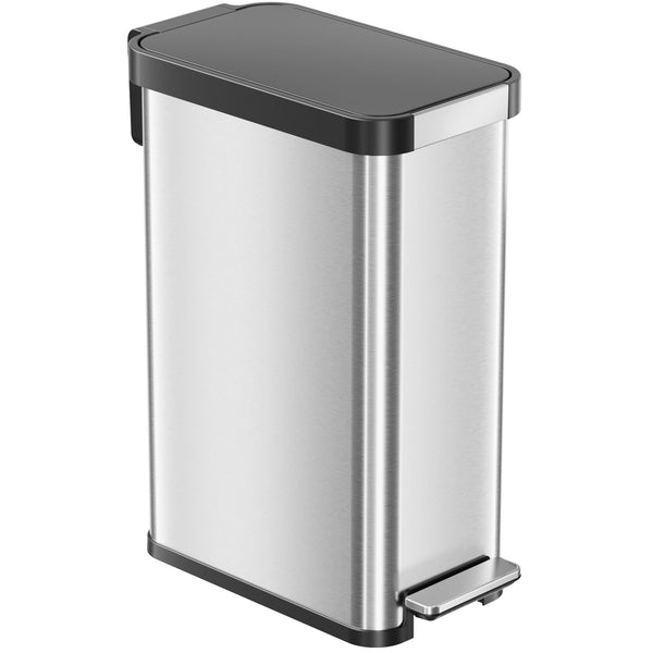 itouchless 13.2 Gallon / 50 Liter Composite SoftStep Elongated Step Pedal Kitchen Trash Can with AbsorbX