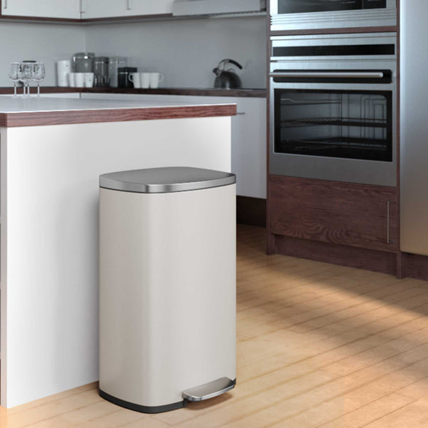 Itouchless 13.2 Gallon / 50 Liter Ivory White SoftStep Rectangular Composite Step Trash Can With AbsorbX