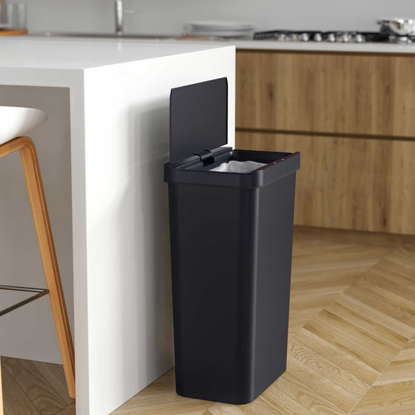Itouchless 13.2 Gallon / 50 Liter Prime Black Plastic Self-Contained Electric-Motor Sensor Kitchen Trash Can