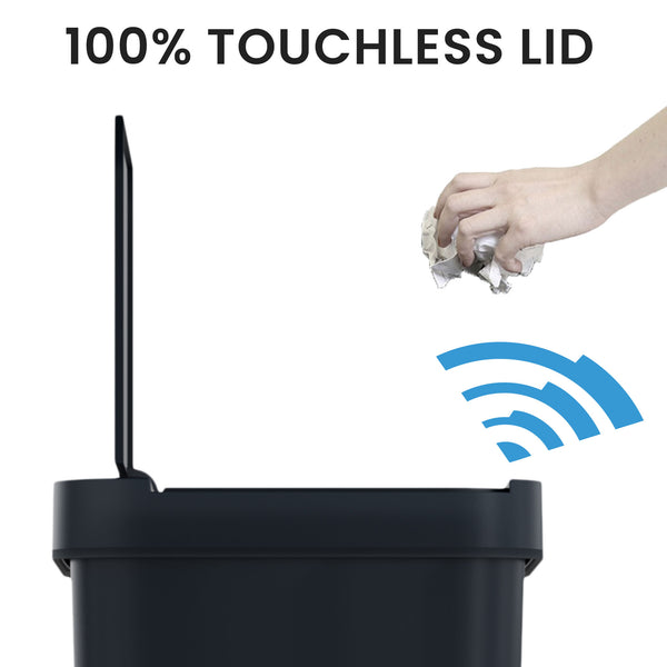 Itouchless 13.2 Gallon / 50 Liter Prime Black Plastic Self-Contained Electric-Motor Sensor Kitchen Trash Can