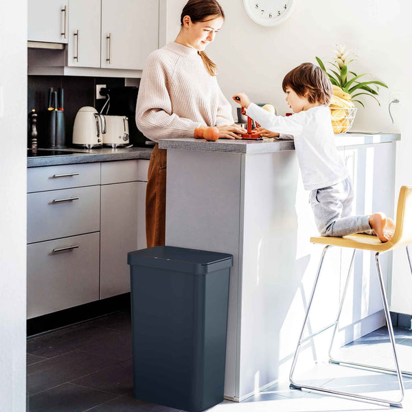 Itouchless 13.2 Gallon / 50 Liter Prime Black Plastic Self-Contained Electric-Motor Sensor Kitchen Trash Can