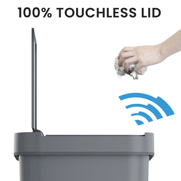 Itouchless 13.2 Gallon / 50 Liter Prime Gray Plastic Self-Contained Electric-Motor Sensor Kitchen Trash Can