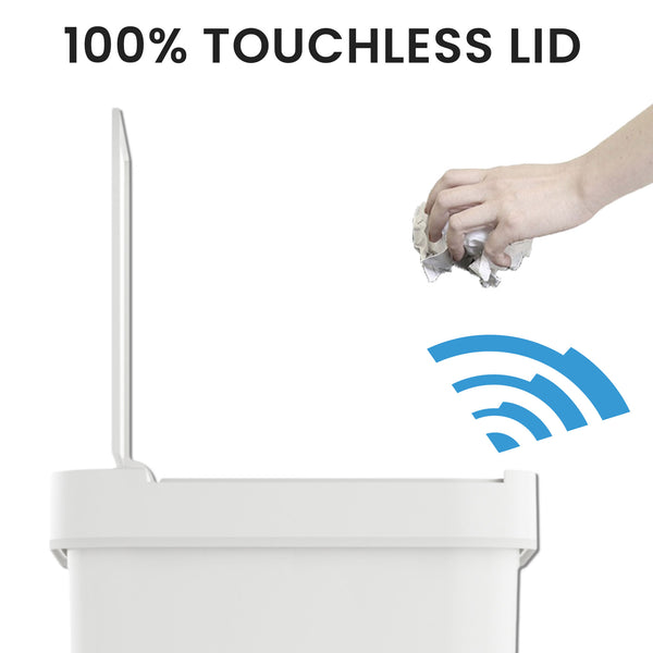 Itouchless 13.2 Gallon / 50 Liter Prime White Plastic Touchless Self-Contained Electric-Motor Sensor Kitchen Trash Can