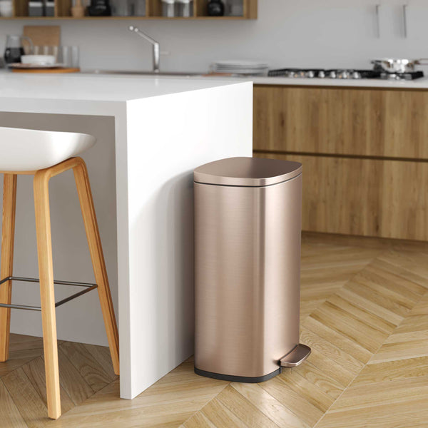 Itouchless 13.2 Gallon / 50 Liter Rose Gold SoftStep Rectangular Composite Step Trash Can With AbsorbX