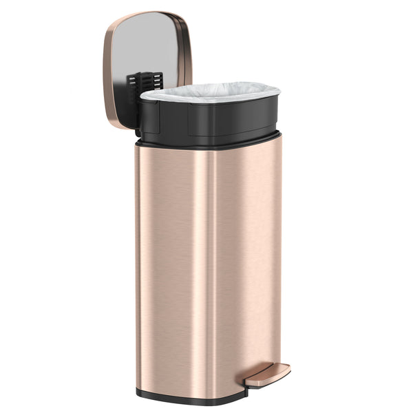 Itouchless 13.2 Gallon / 50 Liter Rose Gold SoftStep Rectangular Composite Step Trash Can With AbsorbX