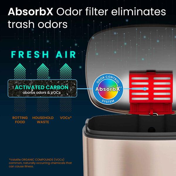 Itouchless 13.2 Gallon / 50 Liter Rose Gold SoftStep Rectangular Composite Step Trash Can With AbsorbX