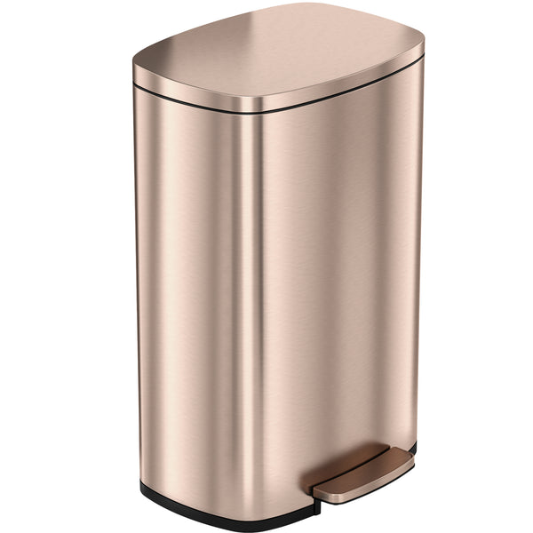 itouchless 13.2 Gallon / 50 Liter Rose Gold SoftStep Rectangular Composite Step Trash Can with AbsorbX