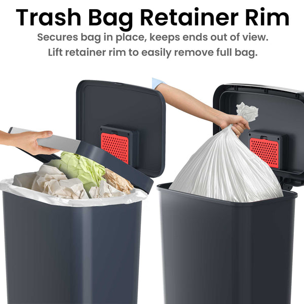 Itouchless 13.2 Gallon / 50 Liter SoftStep Prime Kitchen Trash Can With Durable Pedal And AbsorbX (Black Plastic)