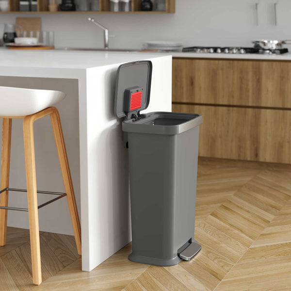 Itouchless 13.2 Gallon / 50 Liter SoftStep Prime Kitchen Trash Can With Durable Pedal And AbsorbX (Gray Plastic)