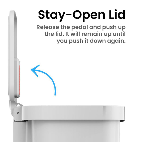 Itouchless 13.2 Gallon / 50 Liter SoftStep Prime Kitchen Trash Can With Durable Pedal And AbsorbX (White Plastic)