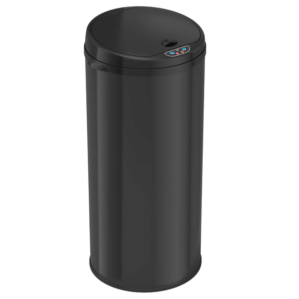 Itouchless 13 Gallon / 49 Liter Round Self-Contained Electric-Motor Sensor Trash Can With AbsorbX (Black)