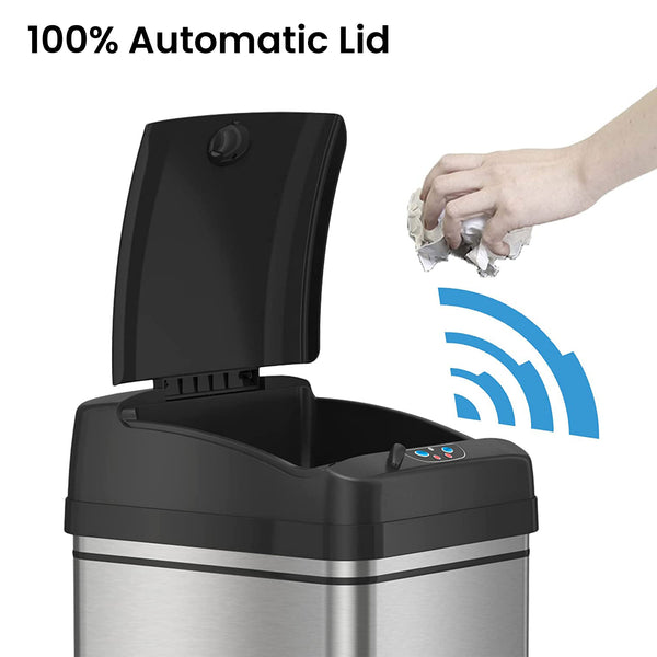 Itouchless 13 Gallon / 49 Liter Self-Contained Electric-Motor Sensor Kitchen Trash Can With AbsorbX