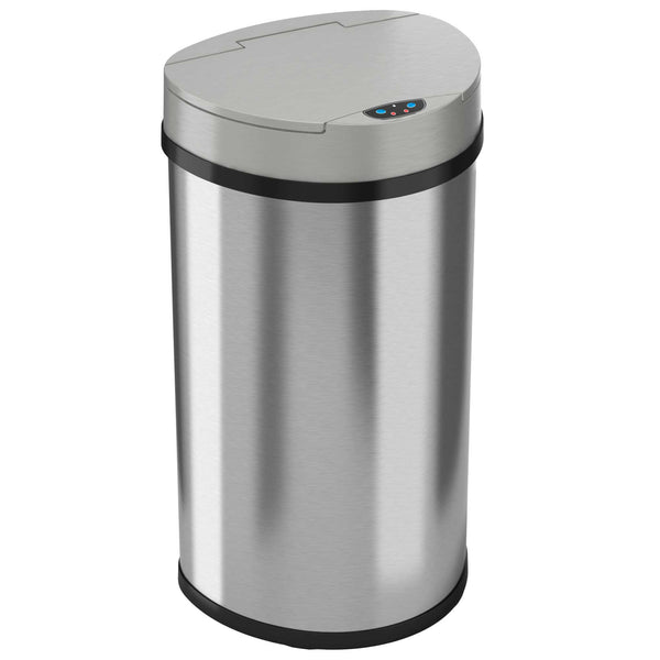 itouchless 13 Gallon / 49 Liter Semi-Round Self-Contained Electric-Motor Sensor Kitchen Trash Can with AbsorbX