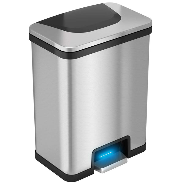 itouchless 13 Gallon AutoStep Self-Contained Electric-Motor Sensor Kitchen Trash Can with AbsorbX (Black Trim)