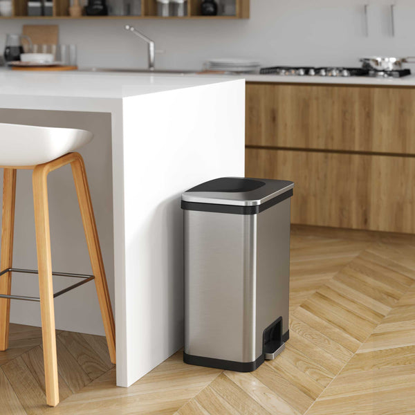 Itouchless 13 Gallon AutoStep Self-Contained Electric-Motor Sensor Kitchen Trash Can With AbsorbX (Black Trim)