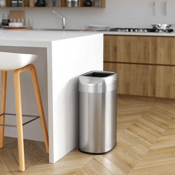Itouchless 13 Gallon Composite Oval Rolling Open Top Kitchen Trash Can With Wheels And Dual AbsorbX