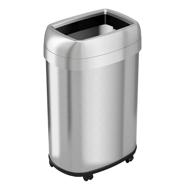 itouchless 13 Gallon Composite Oval Rolling Open Top Kitchen Trash Can with Wheels and Dual AbsorbX
