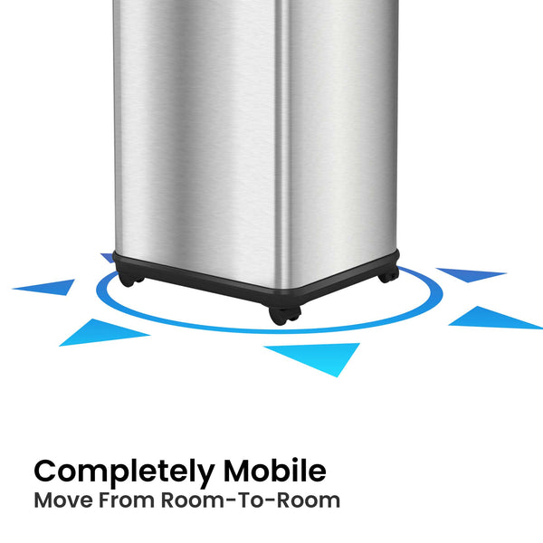 Itouchless 13 Gallon Rolling Touchless Self-Contained Electric-Motor Sensor Kitchen Trash Can With Wheels And AbsorbX