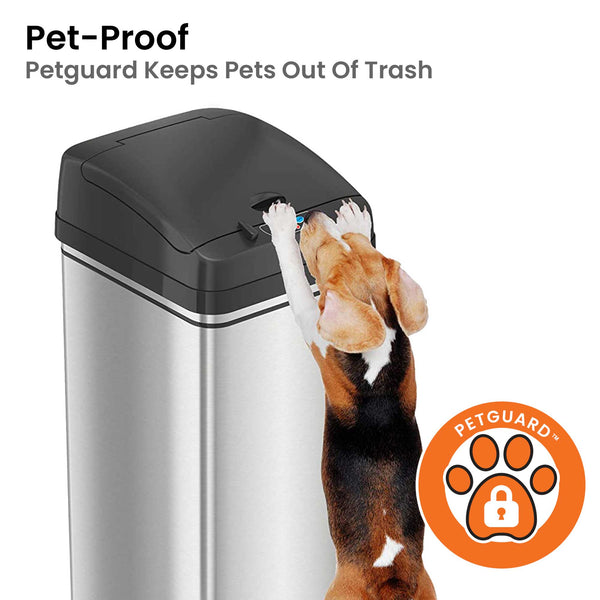 Itouchless 13 Gallon Self-Contained Electric-Motor Sensor Kitchen Trash Can With Pet-Proof Lid And AbsorbX