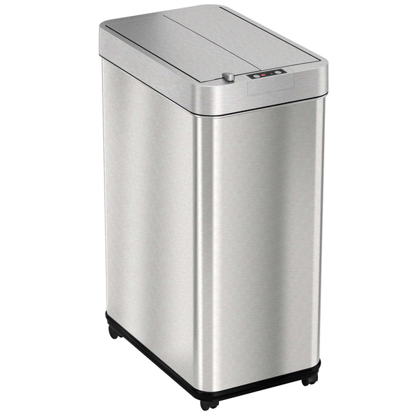 itouchless 13 Gallon Wings Open Self-Contained Electric-Motor Sensor Trash Can with Wheels and AbsorbX