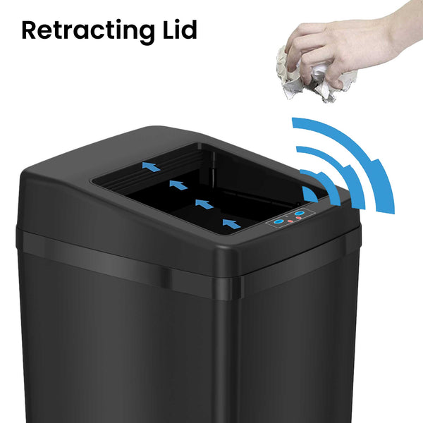 Itouchless 14 Gallon Black Self-Contained Electric-Motor Sensor Kitchen Trash Can With AbsorbX