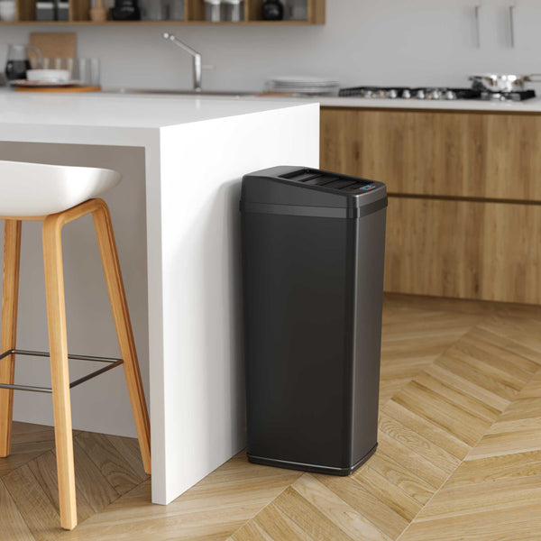 Itouchless 14 Gallon Black Self-Contained Electric-Motor Sensor Kitchen Trash Can With AbsorbX