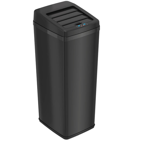 itouchless 14 Gallon Black Self-Contained Electric-Motor Sensor Kitchen Trash Can with AbsorbX