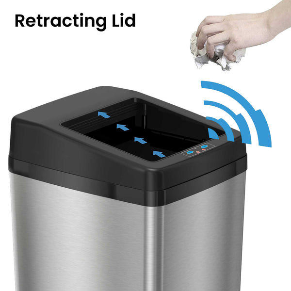 Itouchless 14 Gallon Self-Contained Electric-Motor Sensor Kitchen Trash Can With AbsorbX