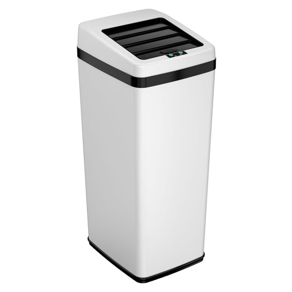 itouchless 14 Gallon White Self-Contained Electric-Motor Sensor Kitchen Trash Can with AbsorbX