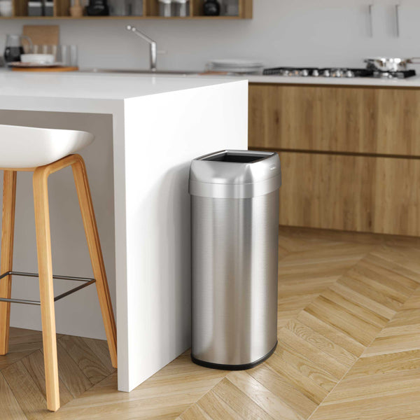 Itouchless 16 Gallon / 61 Liter Composite Oval Open Top Trash Can With Wheels And Dual AbsorbX
