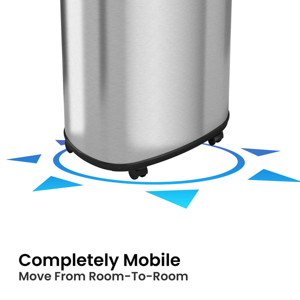 Itouchless 16 Gallon / 61 Liter Composite Oval Open Top Trash Can With Wheels And Dual AbsorbX