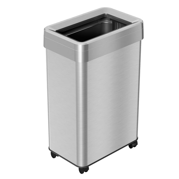 itouchless 16 Gallon / 61 Liter Composite Rectangular Open Top Kitchen Trash Can with Wheels and Dual AbsorbX