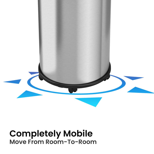 Itouchless 16 Gallon / 61 Liter Composite Round Open Top Kitchen Trash Can With Wheels And Dual AbsorbX