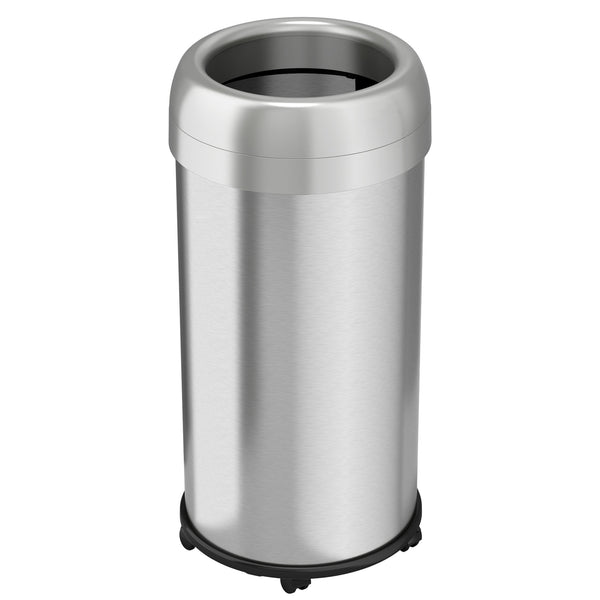 itouchless 16 Gallon / 61 Liter Composite Round Open Top Kitchen Trash Can with Wheels and Dual AbsorbX