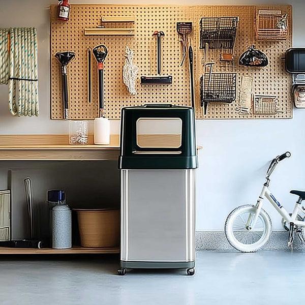 Itouchless 18 Gallon / 68 Liter Composite Double Side Opening Kitchen Trash Can With Wheels And AbsorbX