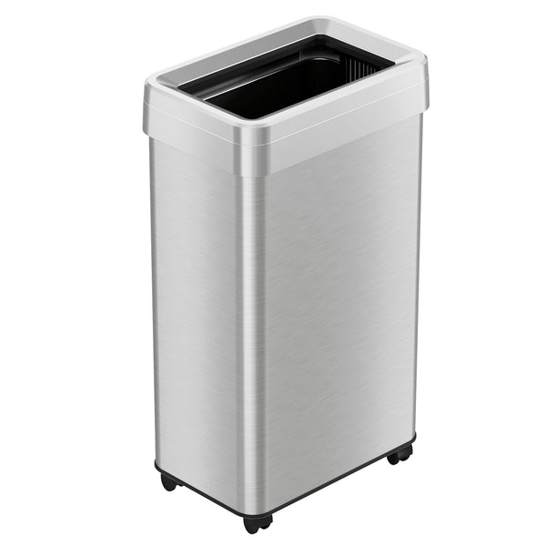 itouchless 18 Gallon / 68 Liter Composite Rectangular Open Top Kitchen Trash Can with Wheels and Dual AbsorbX