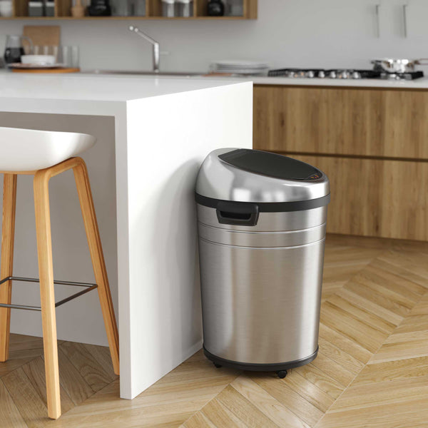 Itouchless 18 Gallon / 68 Liter Self-Contained Electric-Motor Sensor Kitchen Trash Can With Wheels And AbsorbX