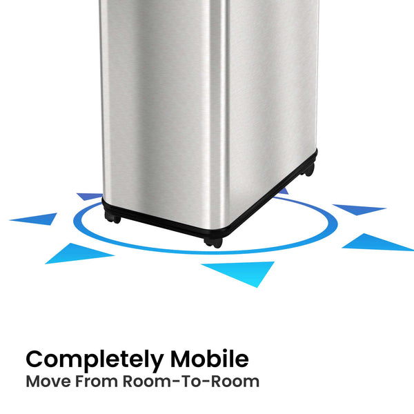 Itouchless 18 Gallon / 68 Liter Wings Open Self-Contained Electric-Motor Sensor Trash Can With Wheels And AbsorbX